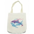 thumbnail image 1 of Sea Animals Tote Bag, Dolphin Colorful Patterns Underwater Ocean Life Illustration, Cloth Linen Reusable Bag for Shopping Books Beach and More, 16.5" X 14", Cream, by Ambesonne, 1 of 2
