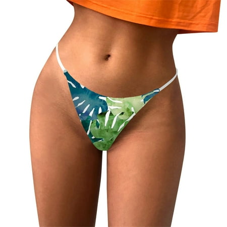 Women s Soft Briefs Prints Thong Beach Lingerie G String T Back Low Waist Dailywear Comfy Lightweight Briefs No Show Breathable Stretch Panties