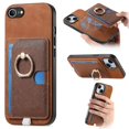 thumbnail image 1 of For iPhone 16e Case Ring Kickstand Leather + TPU + PC Phone Cover Detachable Card Holder - Green, 1 of 5