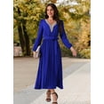 thumbnail image 4 of DARING DIVA Long Sleeve Flowy Pleated Midi Dress XL Royal Blue, 4 of 6