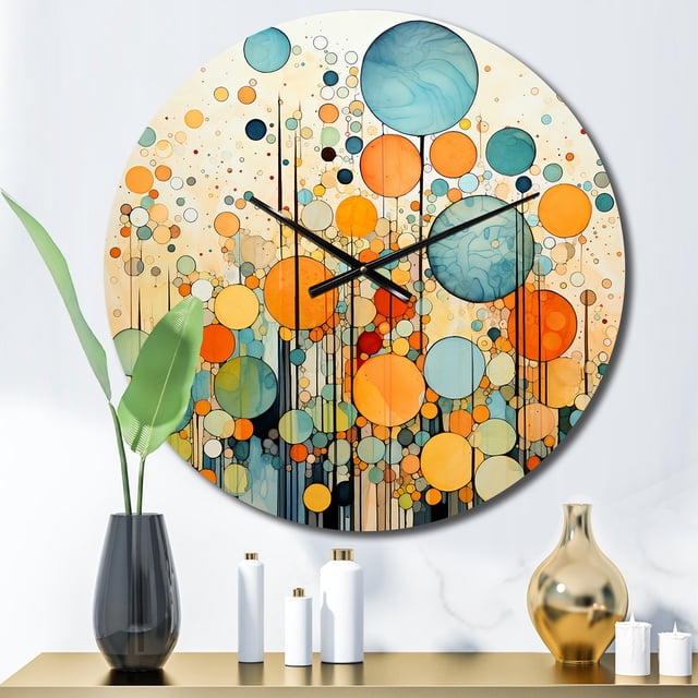 Designart "Nostalgic Remix IV" Collages Abstraits Horloge Murale Surdimensionnée