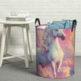 thumbnail image 6 of Sikiie Colorful Cloud White Horse Print Round Dirty Clothes Basket, Waterproof Standing Foldable Storage Basket, for Laundry Room, Bedroom, Bathroom Storage-Medium, 6 of 6