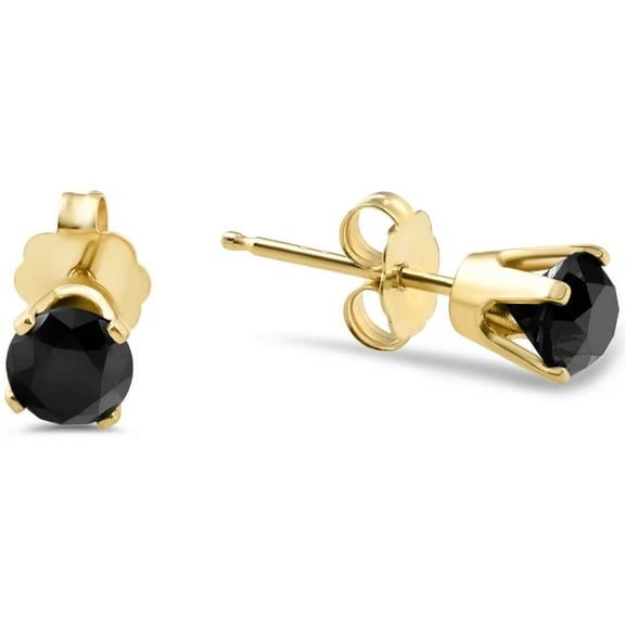 Pompeii 1ct Black Diamond Studs in 14k Yellow Gold (Black,AAA)