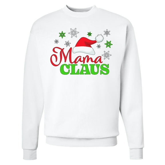 Inktastic Mama Claus with Christmas Santa Hat and Snowflakes Adult Sweatshirt
