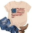 thumbnail image 3 of 4Th of July Shirts Women USA American Flag Cotton Tops Crewneck Patriotic Basic Tees Short Sleeve T-Shirt, 3 of 3