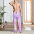 thumbnail image 2 of Sigee Purple Sparkling Butterfly print Men's Pajama Pants Lounge Sleep Bottoms with Elastic Waistband and Pockets-Large, 2 of 6