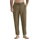 thumbnail image 1 of Ceisia Men's Gift Loose Slightly Cuffed Cotton-Linen Blend Casual Pants Mid-Rise Elastic Drawstring Waist 9-inch Pants, 1 of 5