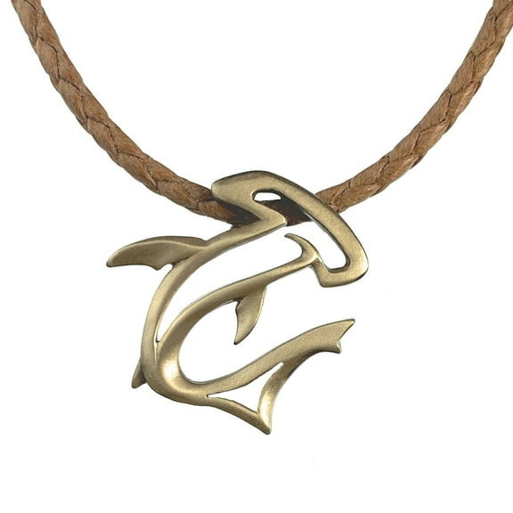 Hammerhead Shark Ocean Theme Sea Life Solid Bronze Pendant Necklace