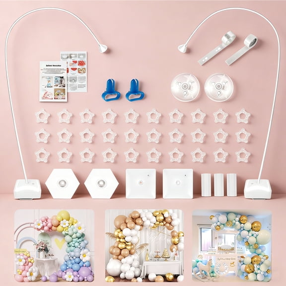 NUAHRHY 47 pack Balloon Column Arch Stand Kit Reusable Bendable with Water Fillable Base Clips Pump Knotter PVC for Wedding Party Birthday Decor 98"