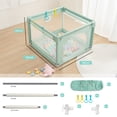 thumbnail image 3 of Baby Playpen, 36x36x27inch Portable Soft Mesh Sturdy Pipe Ample Space for Toddler, Green, 3 of 7