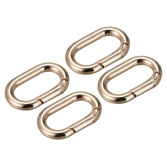 Uxcell 1.34 Inch Spring Oval Ring Round Snap Clip Trigger for Bag Purse Keychain, 4Pack Gold