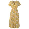 thumbnail image 1 of Nouvelle Robe pour Femmes Col en V Manches Courtes Robes Aguichant Imprimé Floral Robe de Plage Robe Ligne A Slim, 1 of 3