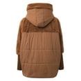 thumbnail image 4 of Women Jacket Hooded Thick Solid Padded Coat Fuzzy Wool Button Down Patchwork Coats (Khaki L), 4 of 6