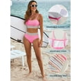 thumbnail image 3 of Eytino Women's Bikini Sets Colorblock Trim 2 Piece Swimsuit High Waisted Bathing Suits for Women Scoop Neck Adjustable Spaghetti Straps Bikini Swimwear Pink M, 3 of 13