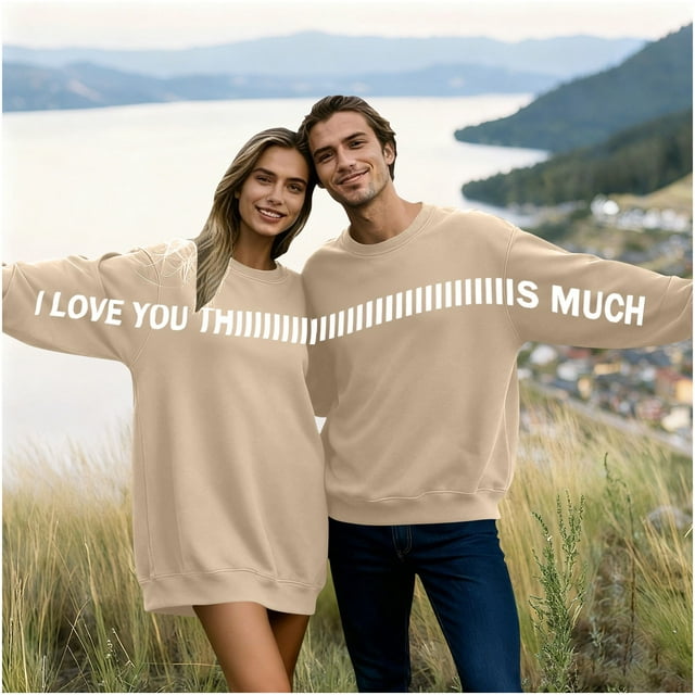Elvqul Chandails Molletonnés pour Femmes, Chandails à Col Rond, Chandails de Fête de la Saint-Valentin, Chandail à Enfiler Graphique, Ample, Unisexe, Chandails Molletonnés pour Femmes et Hommes, Manches Longues
