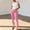 Pink, variant on Women's Pajama Set Under $15 Short Sleeve Long Pants Casual Solid Color Fitting Short Sleeve Round Neck Top Blouse And Pants Sports Set Suit