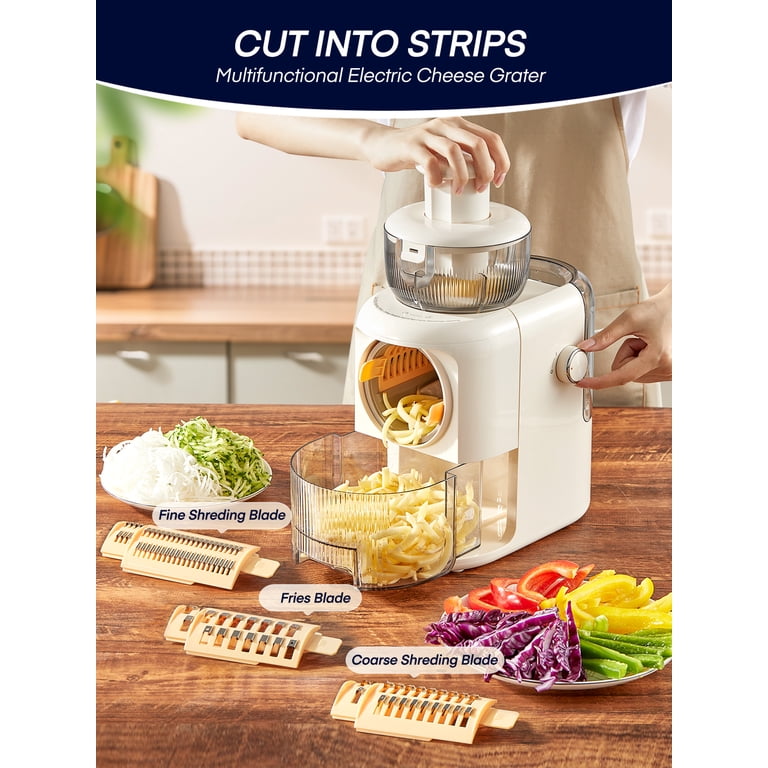 FOHERE 6-in-1 Electric Cheese Grater, Salad Maker, Vegetable