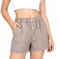 thumbnail image 2 of Fengactive Girls Gingham Loungewear Shorts Elastic Waist Button Detail Straight Leg with Convenient Side Pockets for 5-14T, 2 of 6