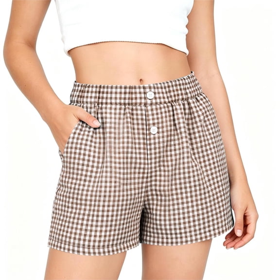 Mifsaly Girls Plaid Casual Shorts Toddler Kids Comfort Elastic High Waisted Lounge Shorts Soft Breathable Summer Vacation Clothes with Pockets