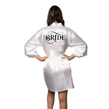 Bridal Party Robes w Bride, Bridesmaid, Maid of Honor & Flower Girl Prints, Toddler-4XL Size, Satin Getting Ready Robes