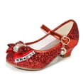 thumbnail image 1 of Zapatos de cuero de mariposa de princesa para niños, zapatos de tacón alto con lazo de diamante para niñas, zapatos de baile con purpurina, zapatos de baile de fiesta para chicas a la moda 26 Gao Jinjia LED, 1 of 2