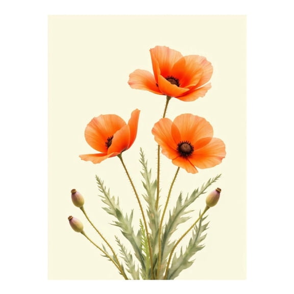 Diamond Art Kit for Adults, Orange Poppies Against Light Background Diamond Painting for Adults Beginners, 5D DIY Diamond Art Painting Kits, Colorful Diamond Painting Craft for Home Decor 12x16