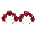 thumbnail image 1 of 2x Diadema De Calavera De Rosa Roja Día De Los Muertos Disfraz Gótico De Halloween Sunnimix diademas de flores de halloween, 1 of 8