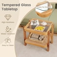 thumbnail image 5 of Costway 1 PCS End Table with Tempered Glass Top Acacia Wood Legs Rattan Storage Shelf, 5 of 8