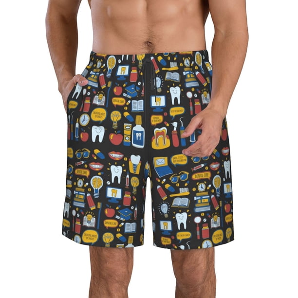 Fotbe Teeth Trajes de Baño Estampados para Hombre, Shorts de Verano de Secado Rápido, Ropa de Playa, Bañadores-Medium