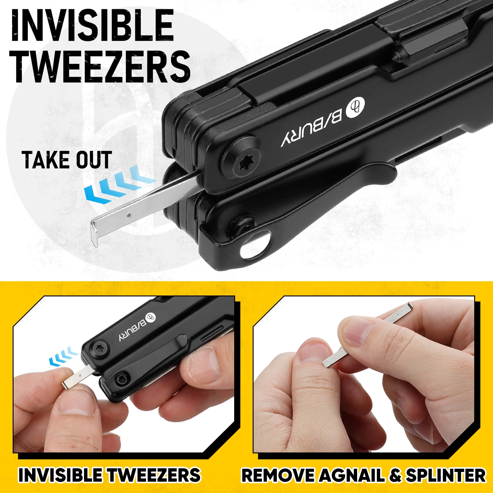 BIBURY Mini Multitool Pliers BI2051AB, Mini EDC Multi Tool with Pocket Clip for Outdoor Survival, Anniversary Birthday Gifts for Men and Women, Essential EDC Gear Tool