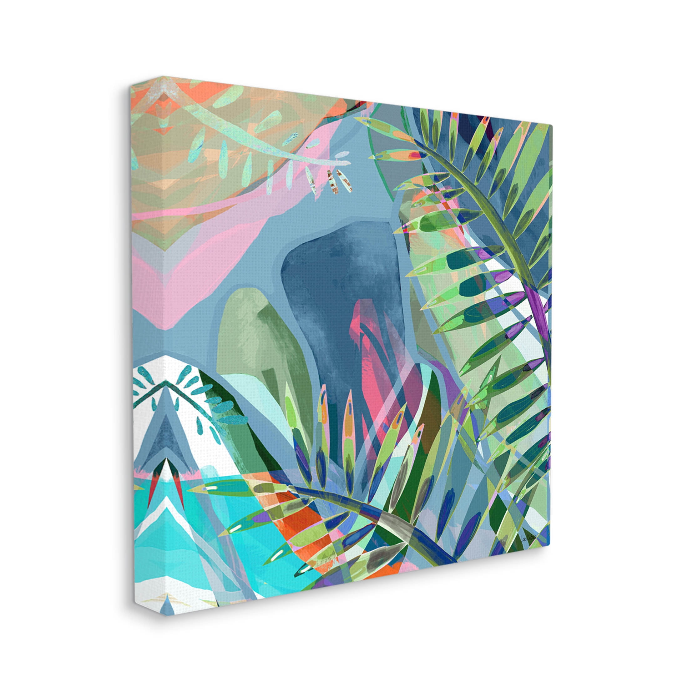 Bold Fern Leaf Overlapping Collage Botanical & Floral Graphic Art Gallery Wrapped Canvas Print Wall Art