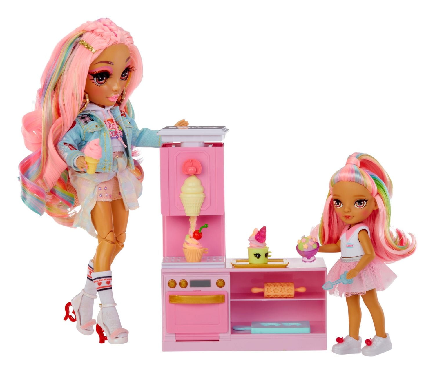 Rainbow High Littles Dessert Shop Playset + Small Doll (Pink 5.5”)
