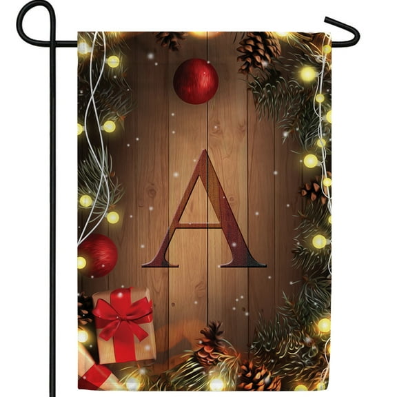 America Forever Christmas Monogram Letter A Garden Flag Ornament Baubles 12.5 x 18 inch Double Sided, Festive Christmas Flag, Xmas Lights Winter Holiday Farmhouse Yard Seasonal Outdoor Decor