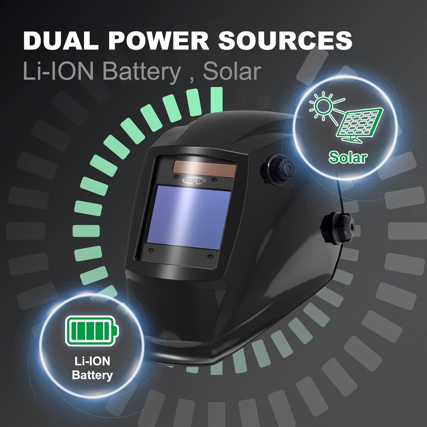 Welding Helmet 3-in-1 Auto Darkening Solar Power Large Viewing Screen 3.93 x 2.63 Inch,With Welding Gloves