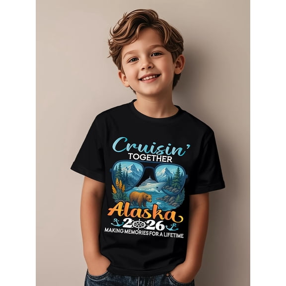 Boy's Short Sleeve Alaska Cruise Bear Graphic T-Shirt