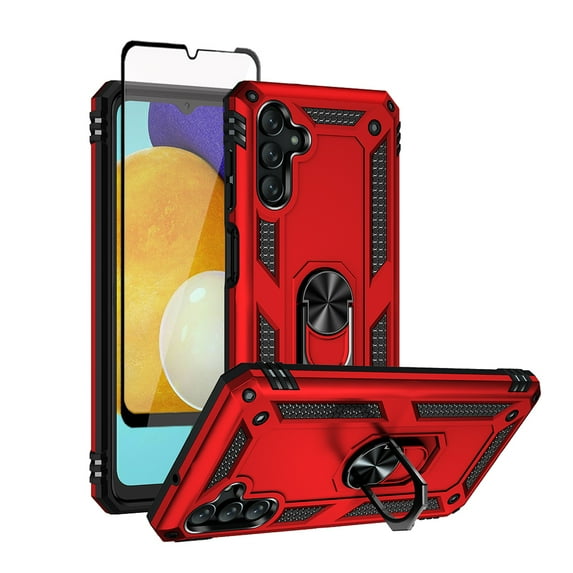 TASHHAR Samsung Galaxy A04S Case/A13 5G Case with Screen Protector and Magnetic Ring Kickstand Military Grade Double Layer Drop Protection Rugged Detachable for Galaxy A04S/A13 5G Phone - Red