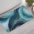 thumbnail image 2 of Blue Marble Gold Wave Pattern Bathroom Rugs Mat,Non Slip Microfiber Bathroom Rug,Rubber Backing,Soft Bathroom Mats for Bathroom Floor,Tub and Shower,17x30in(43x75cm), 2 of 5