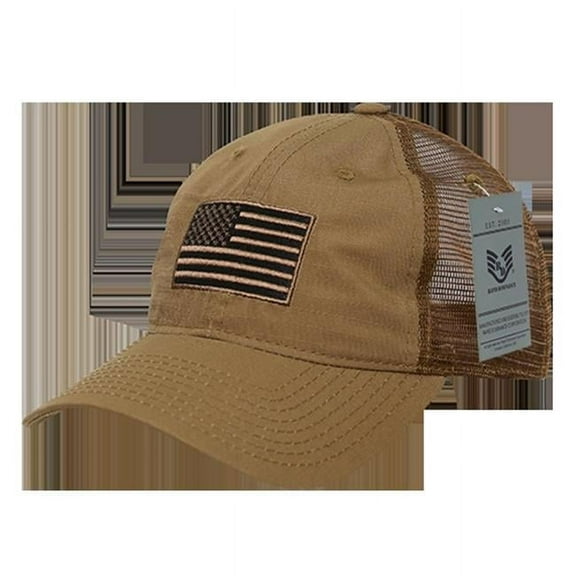 RapidDominance USA Flag Ripstop Trucker Cap, Coyote