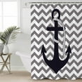 thumbnail image 4 of Shower Curtain, Nautical Anchor Dark Blue Waterproof Shower Curtain Set with Hooks for Bathroom Showers,Stalls and Bathtubs,72x72In Grey Zigzag Chevron, 4 of 8