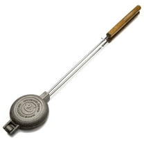 Industries 1805 Round Pie Iron with Steel and Wood Handles, 28" overall length, 4 1/4" diameter casting, 4" cooking surface