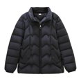 thumbnail image 4 of Packable Puffer Jacket Women Plus Size Winter Warm Jacket Padded Coats Lightweight Down Coat Long Sleeve Outerwear, 4 of 5