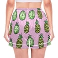 thumbnail image 3 of Women's Satin Pajama Shorts Pink Pineapples with Pockets, Elastic Waist Sleep Lounge Shorts, 3 of 7