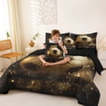 thumbnail image 3 of Castle Fairy Luxury Golden Soccer Ball Twin Bedding 7-Piece, Crown Sparkle Design Bedding Comforter Set, Gold Black,Black Reversible, 3 of 7