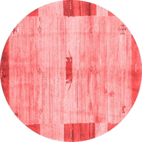Ahgly Company Indoor Round Abstract Red Contemporary Area Rugs, 3' Round