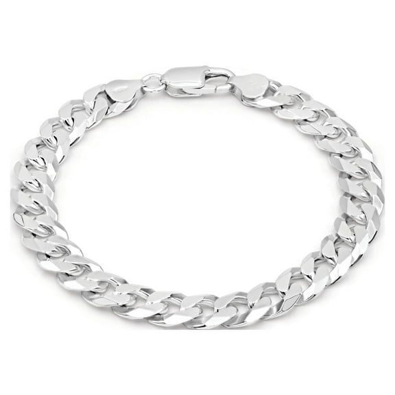 Kezef Men's 9mm 925 Sterling Silver Cuban Curb Link Chain Bracelet 8 inch