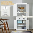 thumbnail image 4 of HOMCOM 72.5" Kitchen Pantry Cabinet, Traditional Freestanding Storage Cabinet with 4 Doors, Drawer and 3 Adjustable Shelves for Dining Room, White, 4 of 10