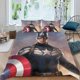 thumbnail image 2 of Capitán América Conjunto de sábanas temático, trío de piezas, cómodo y amigable con la piel, diseño único, regalo de decoración para el hogar para familiares, amigos y fans,140cm *210cm, 2 of 6