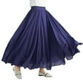 thumbnail image 1 of Falda larga de corte A de color liso para mujer - Falda media con cintura elástica, 95 cm de largo, mezcla de poliéster, tallas reales - S-XXL, 1 of 4