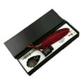 thumbnail image 1 of Feather Pen Set, Retro Style Carved Design, Personalized Pens, with Ink, 2 Replacement Tips, Fountain Pen Stand Base, Red, 1 of 7