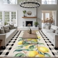 thumbnail image 3 of Yellow Lemons Area Rugs 5'x8', Washable Small Throw Rugs for Classroom Bedroom, Summer Botanical Black White Plaid Rustic Indoor Outdoor Rug Non-Slip Low Pile Carpet Runner Reversible Floor Mats, 3 of 8